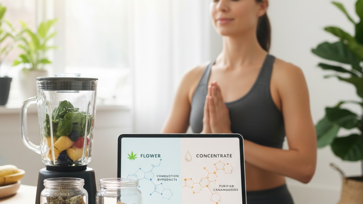 Blog Post: is smoking concentrates healthier than flower - Professional illustration