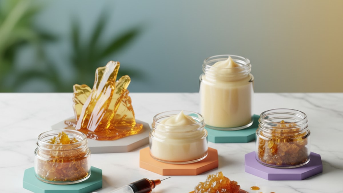 Blog Post: what are the different types of cannabis concentrates - Professional illustration